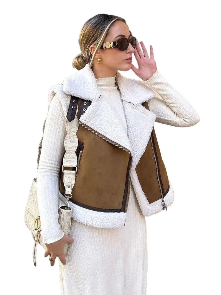 Jaqueta de Couro Sintético Lambswool