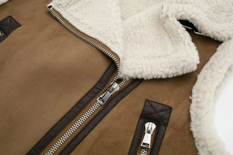Jaqueta de Couro Sintético Lambswool